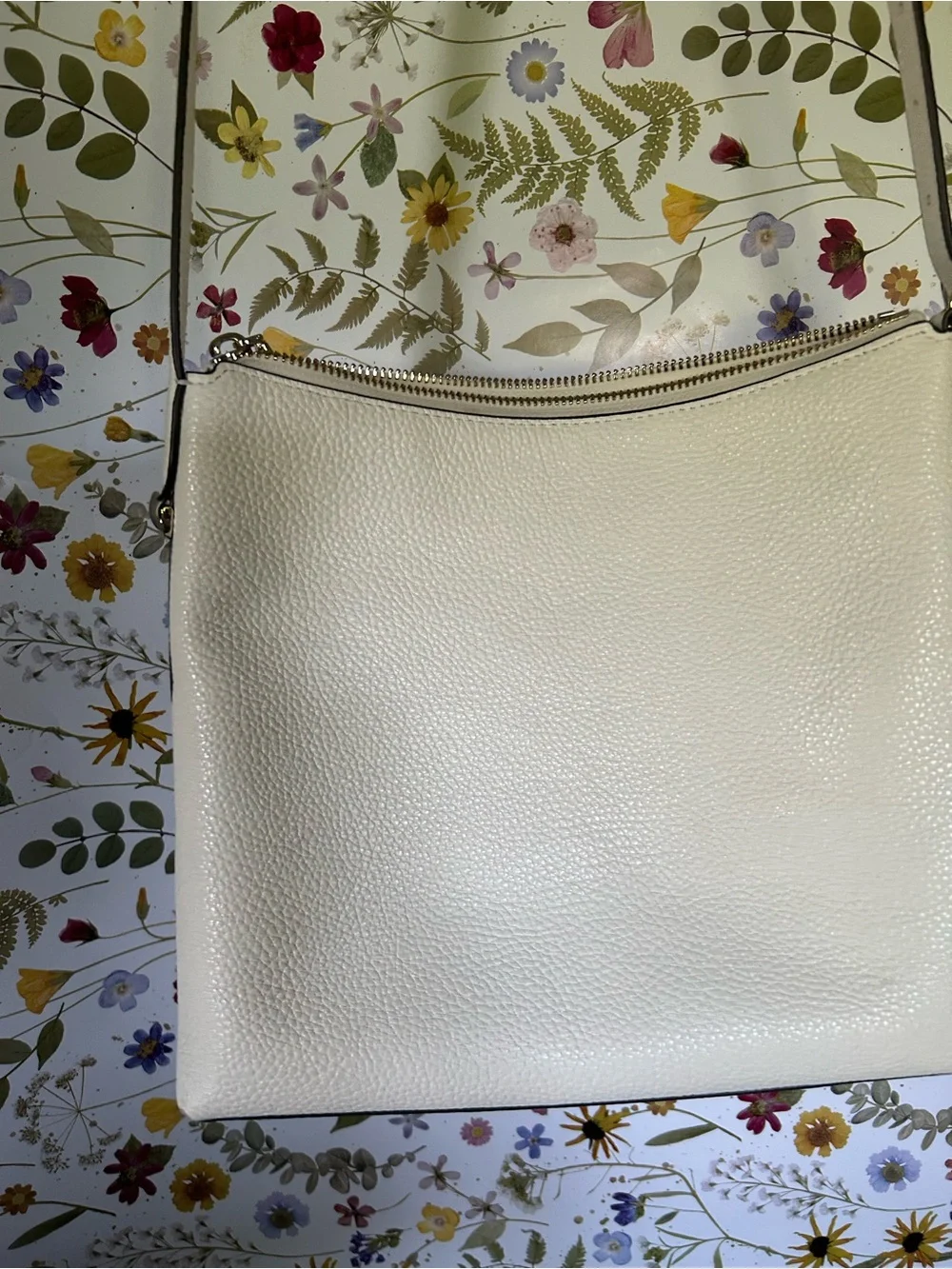 kate spade Cream Pebbled Leather Crossbody with Front Zip